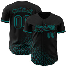 Laden Sie das Bild in den Galerie-Viewer, Custom Black Teal 3D Pattern Design Leopard Print Fade Fashion Authentic Baseball Jersey
