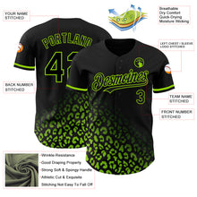 Load image into Gallery viewer, Custom Black Neon Green 3D Pattern Design Leopard Print Fade Fashion Authentic Baseball Jersey
