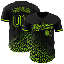 Laden Sie das Bild in den Galerie-Viewer, Custom Black Neon Green 3D Pattern Design Leopard Print Fade Fashion Authentic Baseball Jersey
