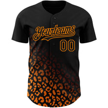 Laden Sie das Bild in den Galerie-Viewer, Custom Black Bay Orange 3D Pattern Design Leopard Print Fade Fashion Authentic Baseball Jersey
