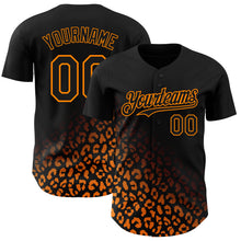 Load image into Gallery viewer, Custom Black Bay Orange 3D Pattern Design Leopard Print Fade Fashion Authentic Baseball Jersey

