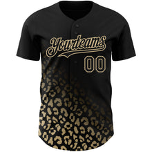 Laden Sie das Bild in den Galerie-Viewer, Custom Black Vegas Gold 3D Pattern Design Leopard Print Fade Fashion Authentic Baseball Jersey
