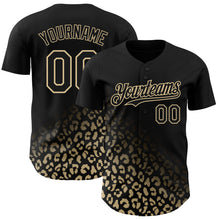 Load image into Gallery viewer, Custom Black Vegas Gold 3D Pattern Design Leopard Print Fade Fashion Authentic Baseball Jersey
