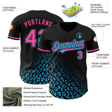Laden Sie das Bild in den Galerie-Viewer, Custom Black Pink-Sky Blue 3D Pattern Design Leopard Print Fade Fashion Authentic Baseball Jersey
