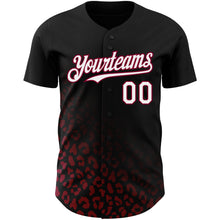 Laden Sie das Bild in den Galerie-Viewer, Custom Black White-Maroon 3D Pattern Design Leopard Print Fade Fashion Authentic Baseball Jersey
