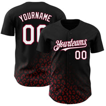 Laden Sie das Bild in den Galerie-Viewer, Custom Black White-Maroon 3D Pattern Design Leopard Print Fade Fashion Authentic Baseball Jersey
