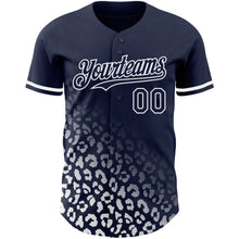 Charger l&#39;image dans la galerie, Custom Navy White 3D Pattern Design Leopard Print Fade Fashion Authentic Baseball Jersey

