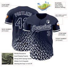 Charger l&#39;image dans la galerie, Custom Navy White 3D Pattern Design Leopard Print Fade Fashion Authentic Baseball Jersey
