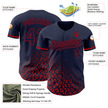 Laden Sie das Bild in den Galerie-Viewer, Custom Navy Red 3D Pattern Design Leopard Print Fade Fashion Authentic Baseball Jersey
