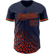 Laden Sie das Bild in den Galerie-Viewer, Custom Navy Orange 3D Pattern Design Leopard Print Fade Fashion Authentic Baseball Jersey
