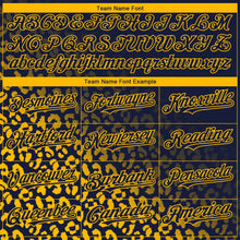 Load image into Gallery viewer, Custom Navy Gold 3D Pattern Design Leopard Print Fade Fashion Authentic Baseball Jersey
