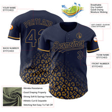 Laden Sie das Bild in den Galerie-Viewer, Custom Navy Old Gold 3D Pattern Design Leopard Print Fade Fashion Authentic Baseball Jersey
