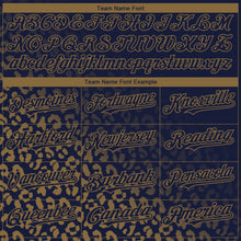 Load image into Gallery viewer, Custom Navy Old Gold 3D Pattern Design Leopard Print Fade Fashion Authentic Baseball Jersey

