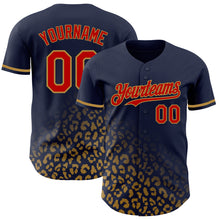 Laden Sie das Bild in den Galerie-Viewer, Custom Navy Red-Old Gold 3D Pattern Design Leopard Print Fade Fashion Authentic Baseball Jersey
