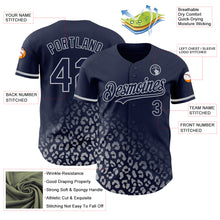 Laden Sie das Bild in den Galerie-Viewer, Custom Navy Gray 3D Pattern Design Leopard Print Fade Fashion Authentic Baseball Jersey
