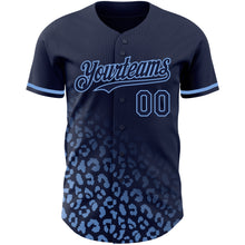 Laden Sie das Bild in den Galerie-Viewer, Custom Navy Light Blue 3D Pattern Design Leopard Print Fade Fashion Authentic Baseball Jersey
