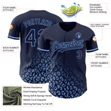Laden Sie das Bild in den Galerie-Viewer, Custom Navy Light Blue 3D Pattern Design Leopard Print Fade Fashion Authentic Baseball Jersey
