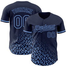 Laden Sie das Bild in den Galerie-Viewer, Custom Navy Light Blue 3D Pattern Design Leopard Print Fade Fashion Authentic Baseball Jersey
