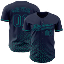 Load image into Gallery viewer, Custom Navy Vintage USA Flag-Teal 3D Pattern Design Leopard Print Fade Fashion Authentic Baseball Jersey
