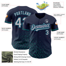 Charger l&#39;image dans la galerie, Custom Navy Gray-Teal 3D Pattern Design Leopard Print Fade Fashion Authentic Baseball Jersey
