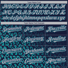 Charger l&#39;image dans la galerie, Custom Navy Gray-Teal 3D Pattern Design Leopard Print Fade Fashion Authentic Baseball Jersey
