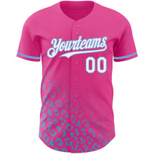 Laden Sie das Bild in den Galerie-Viewer, Custom Navy White-Light Blue 3D Pattern Design Leopard Print Fade Fashion Authentic Baseball Jersey
