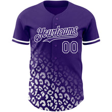 Laden Sie das Bild in den Galerie-Viewer, Custom Purple White 3D Pattern Design Leopard Print Fade Fashion Authentic Baseball Jersey

