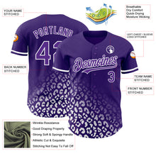 Laden Sie das Bild in den Galerie-Viewer, Custom Purple White 3D Pattern Design Leopard Print Fade Fashion Authentic Baseball Jersey
