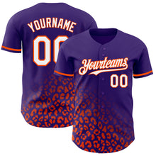 Laden Sie das Bild in den Galerie-Viewer, Custom Purple White-Orange 3D Pattern Design Leopard Print Fade Fashion Authentic Baseball Jersey
