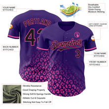 Laden Sie das Bild in den Galerie-Viewer, Custom Purple Black-Pink 3D Pattern Design Leopard Print Fade Fashion Authentic Baseball Jersey
