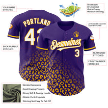 Laden Sie das Bild in den Galerie-Viewer, Custom Purple White-Gold 3D Pattern Design Leopard Print Fade Fashion Authentic Baseball Jersey
