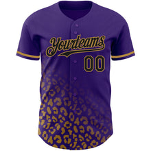 Laden Sie das Bild in den Galerie-Viewer, Custom Purple Black-Old Gold 3D Pattern Design Leopard Print Fade Fashion Authentic Baseball Jersey
