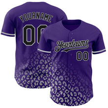 Laden Sie das Bild in den Galerie-Viewer, Custom Purple Black-Gray 3D Pattern Design Leopard Print Fade Fashion Authentic Baseball Jersey
