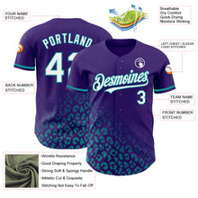 Laden Sie das Bild in den Galerie-Viewer, Custom Purple White-Teal 3D Pattern Design Leopard Print Fade Fashion Authentic Baseball Jersey
