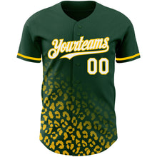 Laden Sie das Bild in den Galerie-Viewer, Custom Green White-Yellow 3D Pattern Design Leopard Print Fade Fashion Authentic Baseball Jersey
