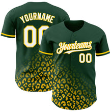 Laden Sie das Bild in den Galerie-Viewer, Custom Green White-Yellow 3D Pattern Design Leopard Print Fade Fashion Authentic Baseball Jersey
