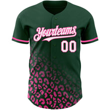 Load image into Gallery viewer, Custom Green White-Pink 3D Pattern Design Leopard Print Fade Fashion Authentic Baseball Jersey

