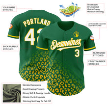 Laden Sie das Bild in den Galerie-Viewer, Custom Kelly Green White-Yellow 3D Pattern Design Leopard Print Fade Fashion Authentic Baseball Jersey
