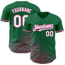 Laden Sie das Bild in den Galerie-Viewer, Custom Kelly Green White-Pink 3D Pattern Design Leopard Print Fade Fashion Authentic Baseball Jersey
