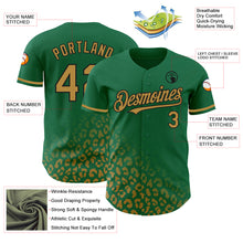 Laden Sie das Bild in den Galerie-Viewer, Custom Kelly Green Old Gold-Black 3D Pattern Design Leopard Print Fade Fashion Authentic Baseball Jersey
