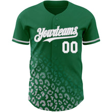 Laden Sie das Bild in den Galerie-Viewer, Custom Kelly Green White-Gray 3D Pattern Design Leopard Print Fade Fashion Authentic Baseball Jersey
