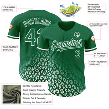 Laden Sie das Bild in den Galerie-Viewer, Custom Kelly Green White 3D Pattern Design Leopard Print Fade Fashion Authentic Baseball Jersey
