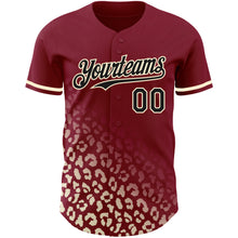 Laden Sie das Bild in den Galerie-Viewer, Custom Crimson Black-Cream 3D Pattern Design Leopard Print Fade Fashion Authentic Baseball Jersey
