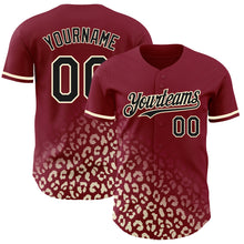 Laden Sie das Bild in den Galerie-Viewer, Custom Crimson Black-Cream 3D Pattern Design Leopard Print Fade Fashion Authentic Baseball Jersey
