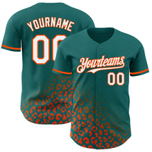 Laden Sie das Bild in den Galerie-Viewer, Custom Teal White-Orange 3D Pattern Design Leopard Print Fade Fashion Authentic Baseball Jersey
