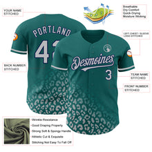 Laden Sie das Bild in den Galerie-Viewer, Custom Teal Gray-Navy 3D Pattern Design Leopard Print Fade Fashion Authentic Baseball Jersey
