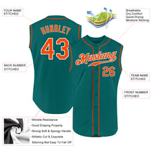 Load image into Gallery viewer, Custom Aqua Orange-White Authentic Sleeveless Baseball Jersey
