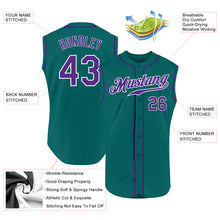 Laden Sie das Bild in den Galerie-Viewer, Custom Aqua Purple-White Authentic Sleeveless Baseball Jersey
