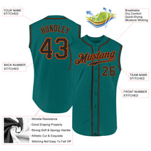 Laden Sie das Bild in den Galerie-Viewer, Custom Aqua Black-Orange Authentic Sleeveless Baseball Jersey
