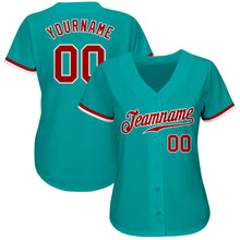 Load image into Gallery viewer, Custom Aqua Red-White Authentic Baseball Jersey
